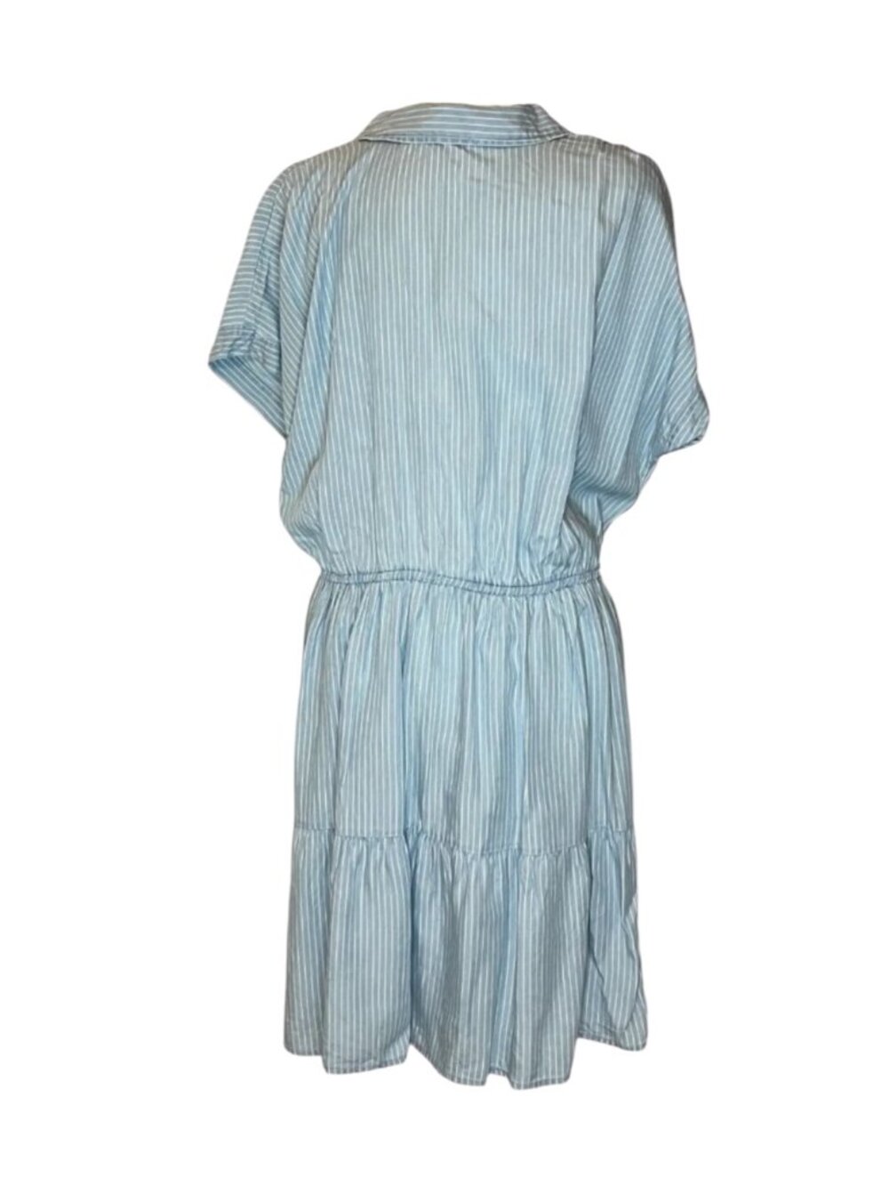 BeachLunchLounge Tiered Dress Women’s XL Blue White Striped Lyocell Boho Summer - Picture 3 of 9